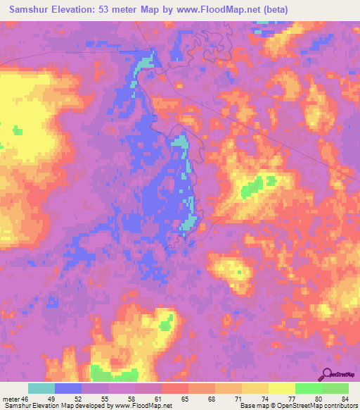 Samshur,Russia Elevation Map