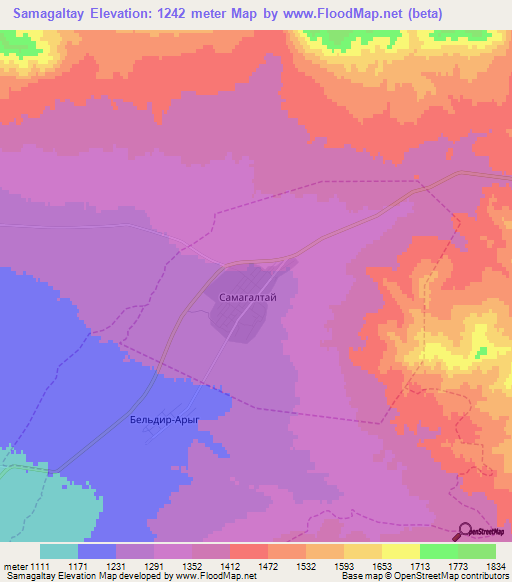 Samagaltay,Russia Elevation Map