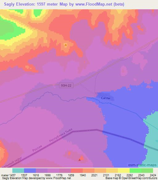 Sagly,Russia Elevation Map