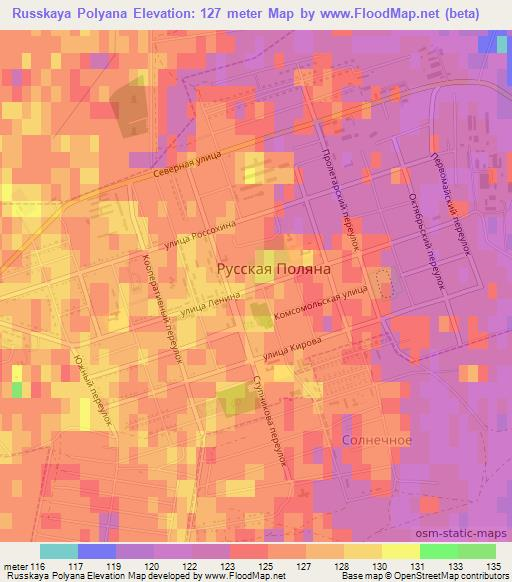 Russkaya Polyana,Russia Elevation Map