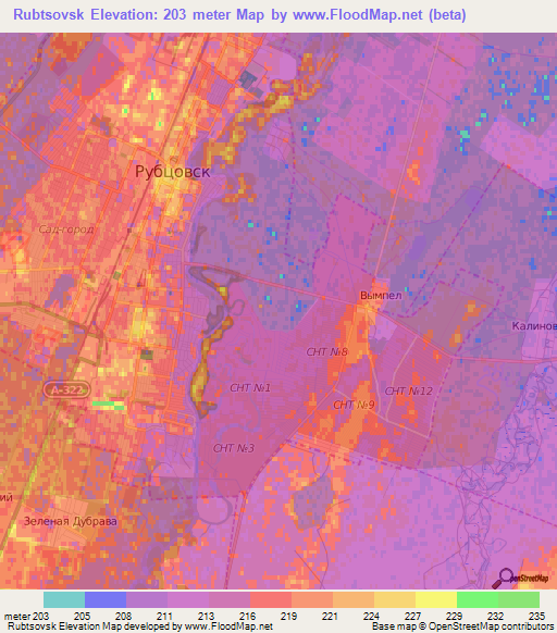 Rubtsovsk,Russia Elevation Map