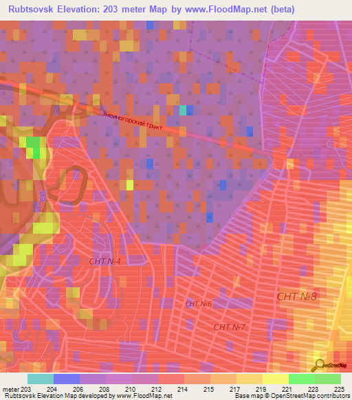 Rubtsovsk,Russia Elevation Map