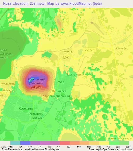 Roza,Russia Elevation Map