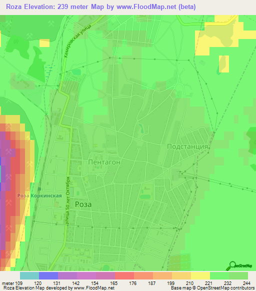 Roza,Russia Elevation Map