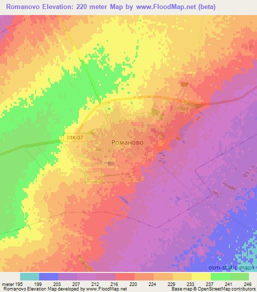 Romanovo,Russia Elevation Map