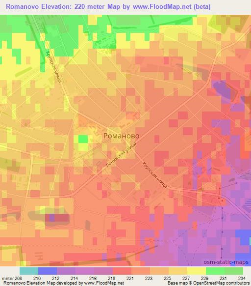 Romanovo,Russia Elevation Map