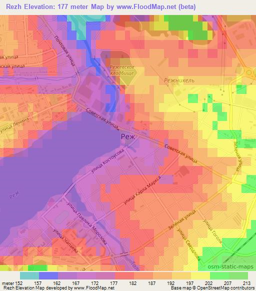 Rezh,Russia Elevation Map