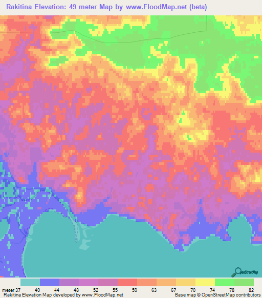 Rakitina,Russia Elevation Map