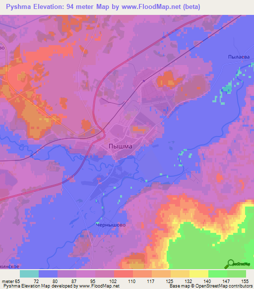 Pyshma,Russia Elevation Map