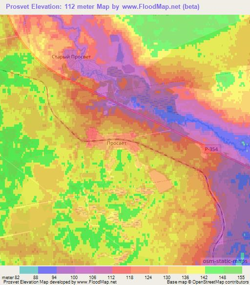 Prosvet,Russia Elevation Map