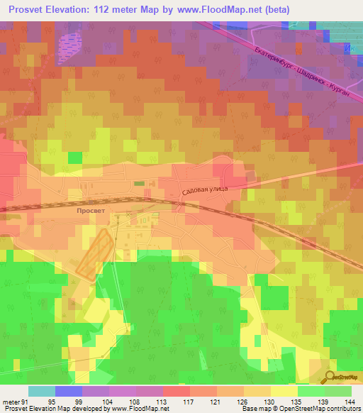 Prosvet,Russia Elevation Map