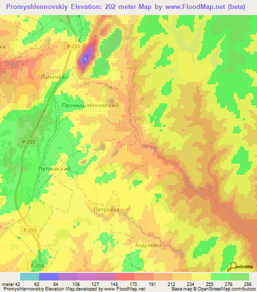 Promyshlennovskiy,Russia Elevation Map