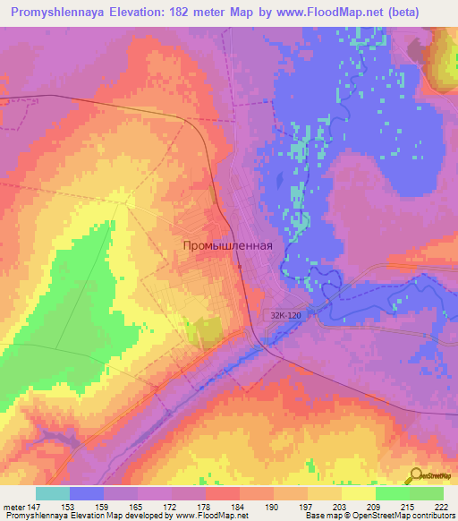 Promyshlennaya,Russia Elevation Map