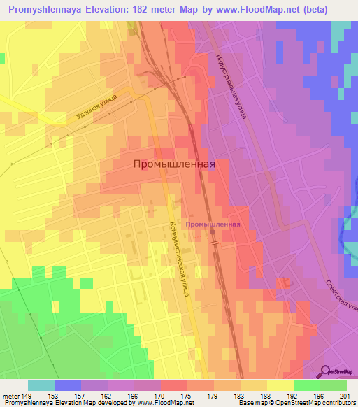 Promyshlennaya,Russia Elevation Map