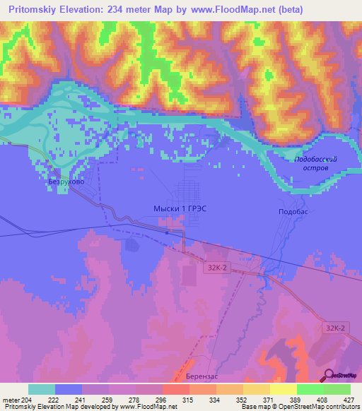 Pritomskiy,Russia Elevation Map