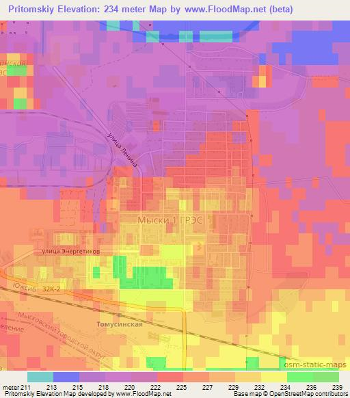 Pritomskiy,Russia Elevation Map