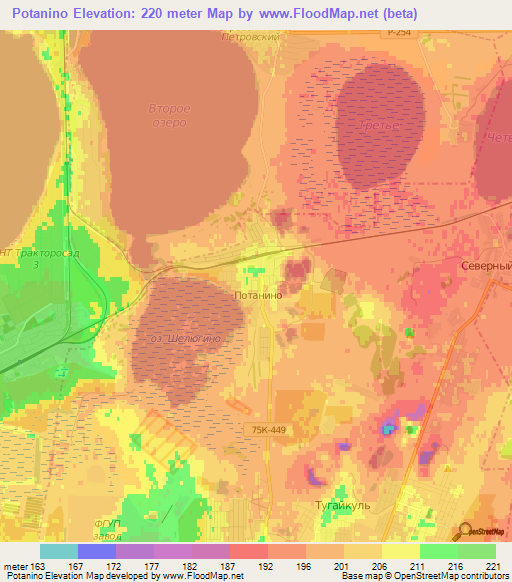 Potanino,Russia Elevation Map