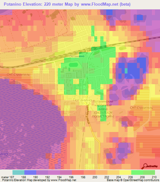 Potanino,Russia Elevation Map