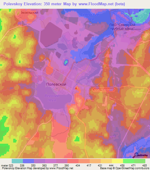 Polevskoy,Russia Elevation Map