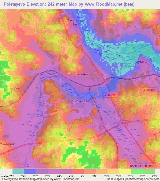 Poletayevo,Russia Elevation Map