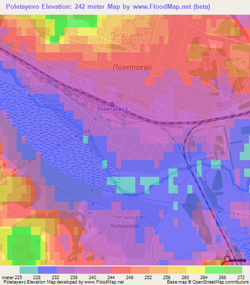 Poletayevo,Russia Elevation Map