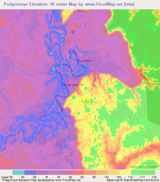 Podgornoye,Russia Elevation Map