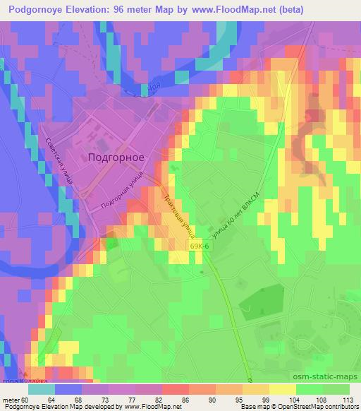 Podgornoye,Russia Elevation Map