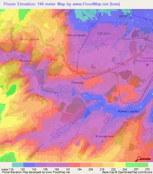 Pioner,Russia Elevation Map