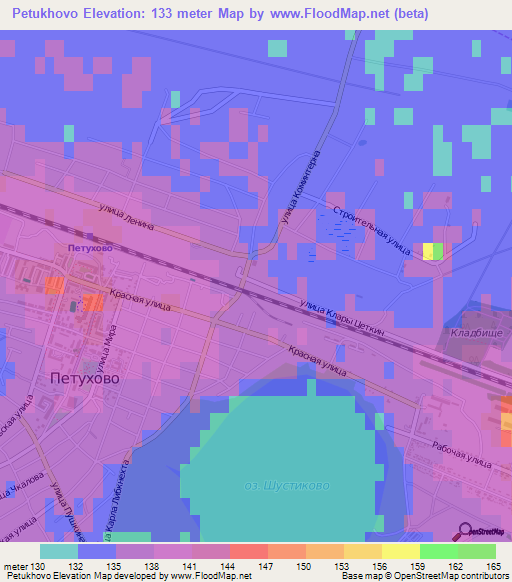 Petukhovo,Russia Elevation Map