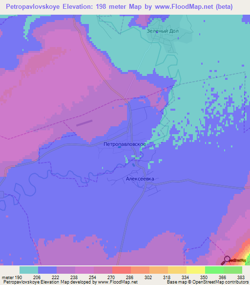 Petropavlovskoye,Russia Elevation Map