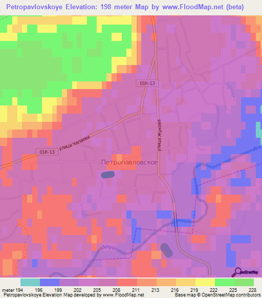 Petropavlovskoye,Russia Elevation Map