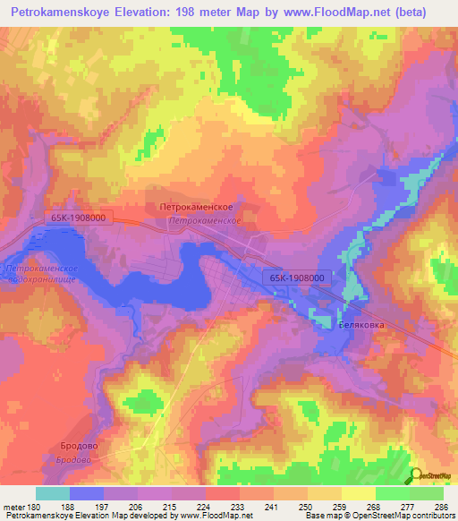 Petrokamenskoye,Russia Elevation Map