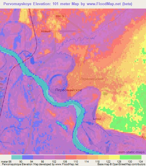 Pervomayskoye,Russia Elevation Map