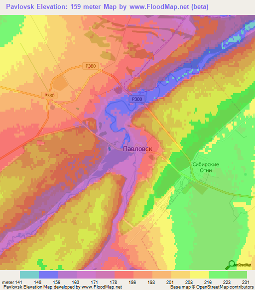 Pavlovsk,Russia Elevation Map