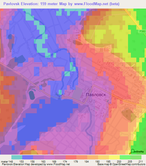 Pavlovsk,Russia Elevation Map