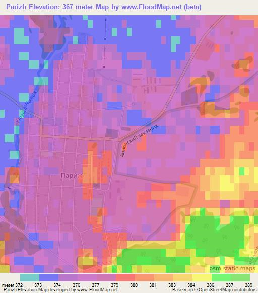 Parizh,Russia Elevation Map