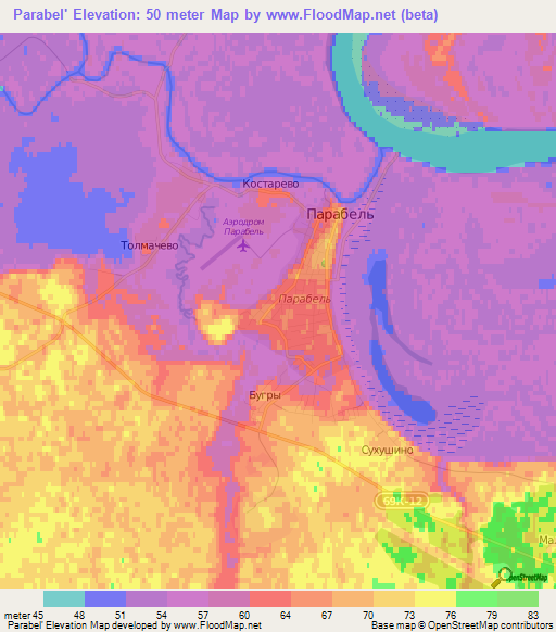 Parabel',Russia Elevation Map