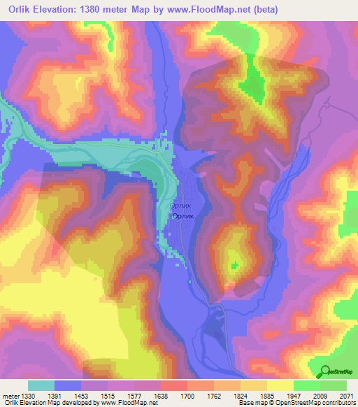 Orlik,Russia Elevation Map