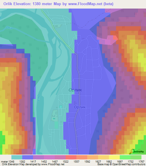 Orlik,Russia Elevation Map