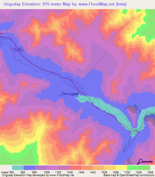 Onguday,Russia Elevation Map