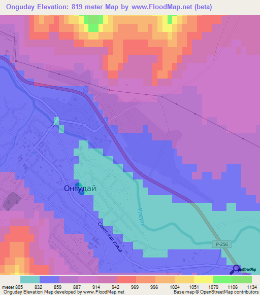 Onguday,Russia Elevation Map