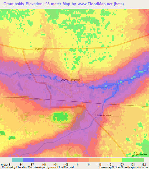 Omutinskiy,Russia Elevation Map