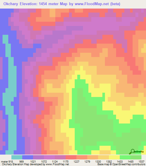 Okchary,Russia Elevation Map