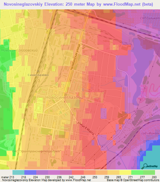 Novosineglazovskiy,Russia Elevation Map