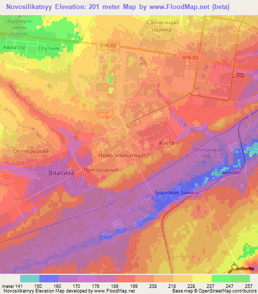 Novosilikatnyy,Russia Elevation Map