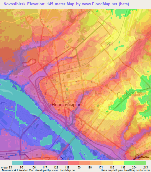 Novosibirsk,Russia Elevation Map