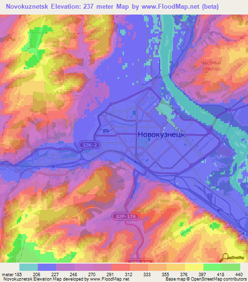 Novokuznetsk,Russia Elevation Map