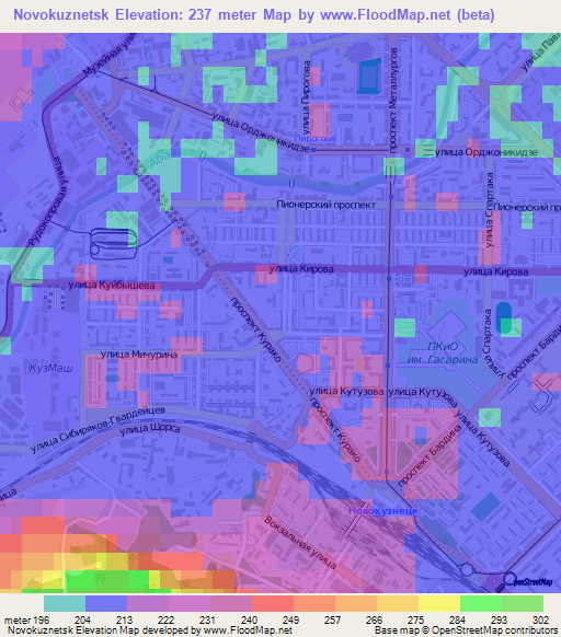 Novokuznetsk,Russia Elevation Map