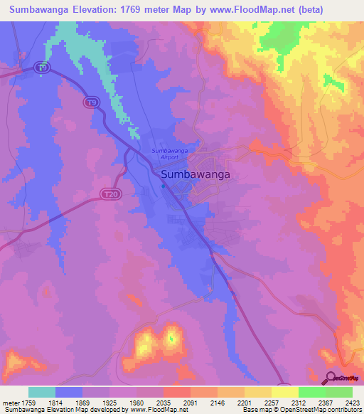 Sumbawanga,Tanzania Elevation Map