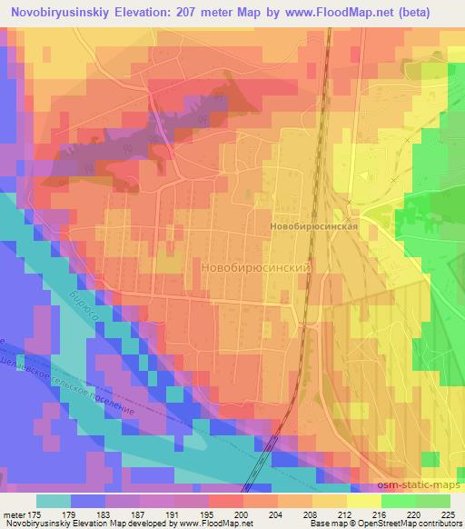 Novobiryusinskiy,Russia Elevation Map